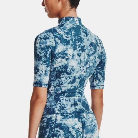 NWT Under Armour UA Meridian Crop Printed Short Sleeve Mock Neck Top - Picture 2 of 6